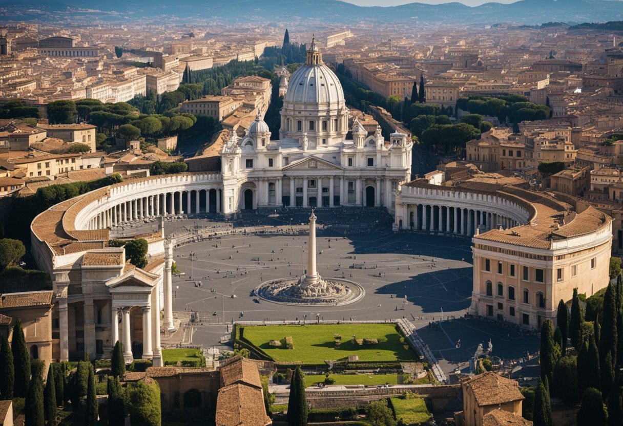 Aerial view of Rome with iconic landmarks and 10 prominent hotels